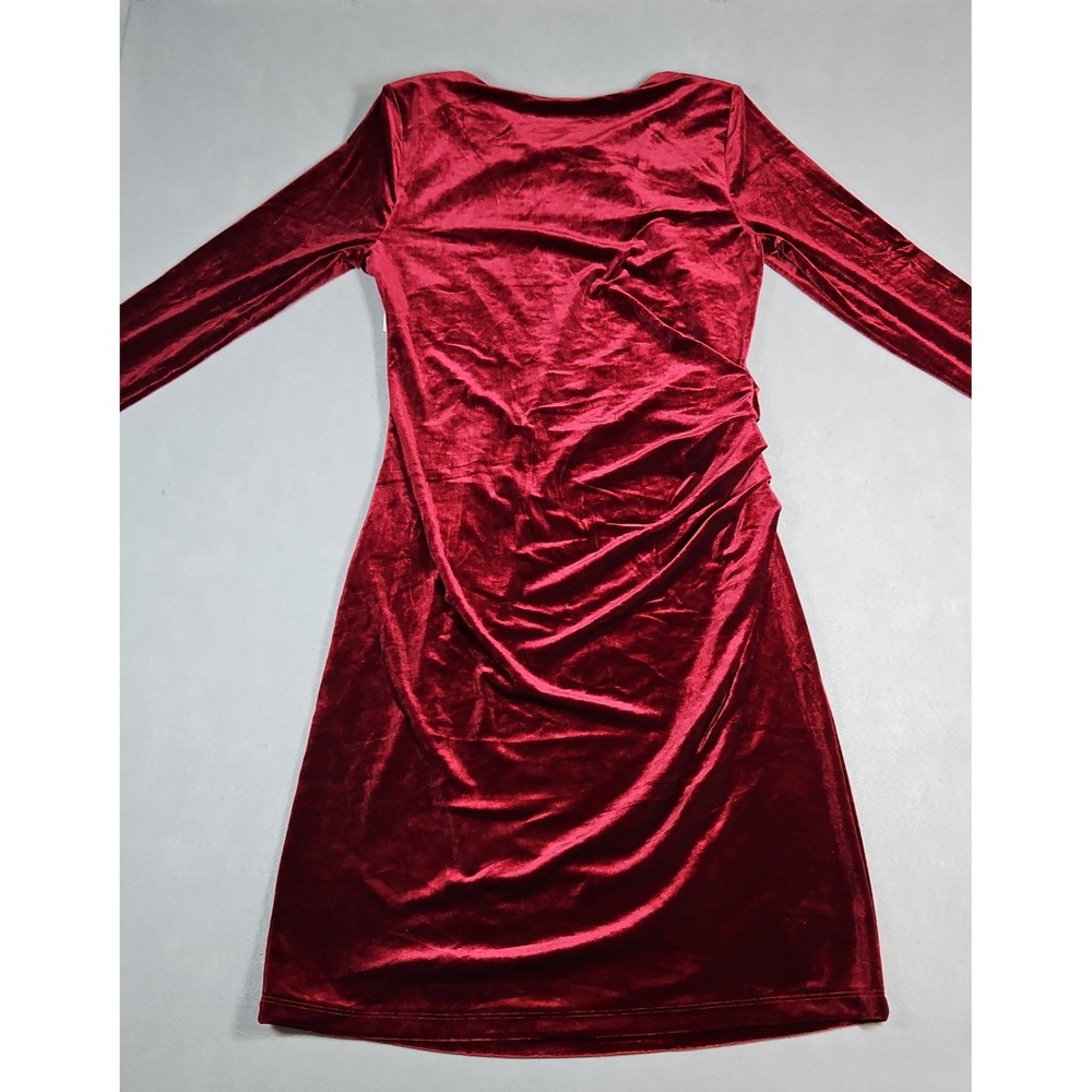 INC Womens Red Velour Long Sleeve Bodycon Dress Size Large NWT - Picture 2 of 12